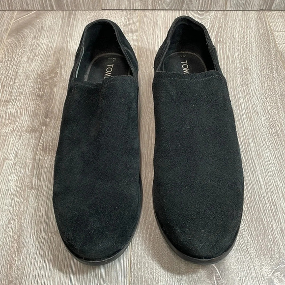 Toms Shaye Black Suede Low Ankle Bootie Loafers 11 - Picture 2 of 15